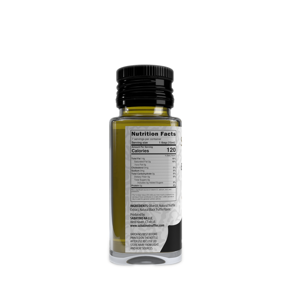 All Natural Black Truffle Infused Oil - 3.4 fl oz side of pot