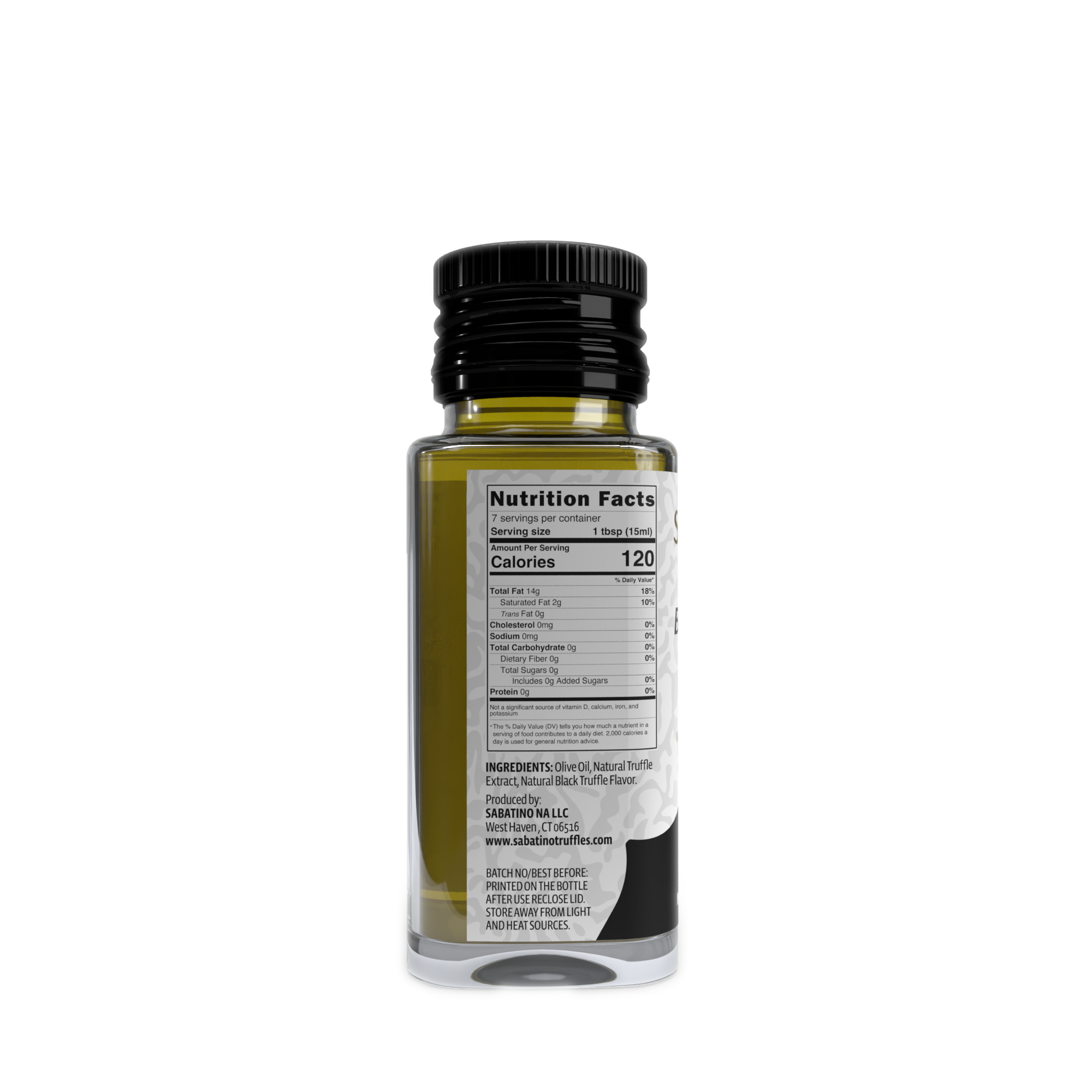 All Natural Black Truffle Infused Oil - 3.4 fl oz side of pot