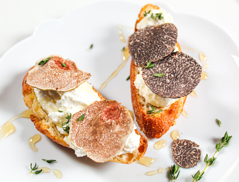 bread topped with ricotta, truffle and honey 